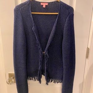 Lilly Pulitzer fringe gold clasp sweater